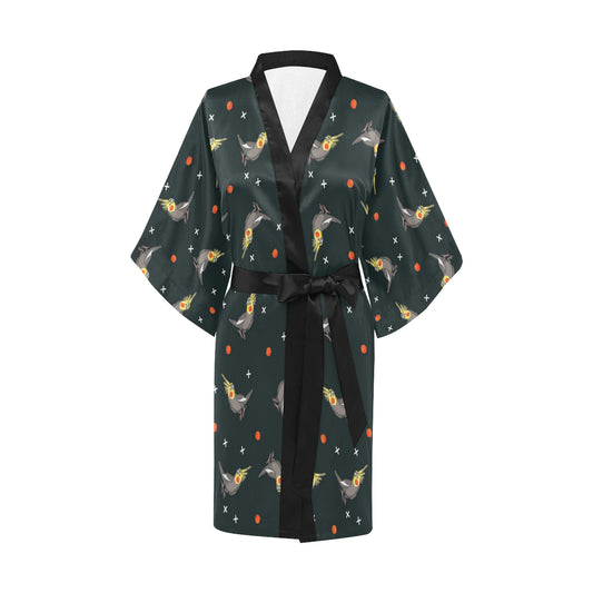 Cockatiel Pattern Print Design 02 Women's Short Kimono