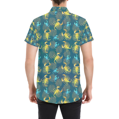 Scorpion Pattern Print Design 02 Men's Short Sleeve Button Up Shirt