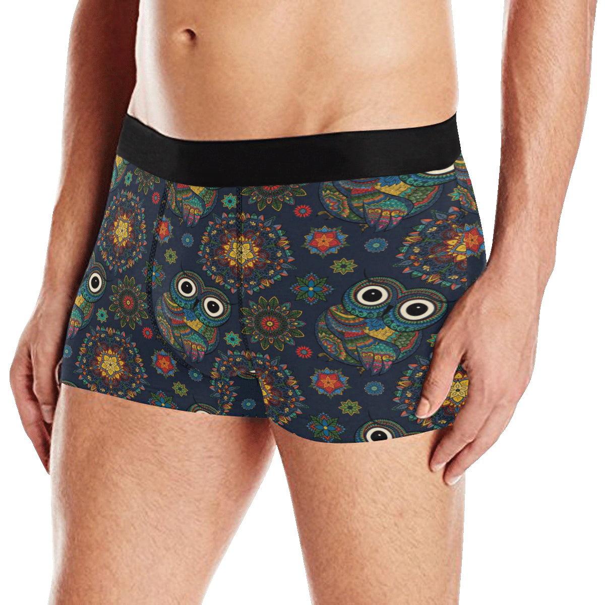 Owl Boho Style Pattern Print Design A04 Men's Boxer Briefs