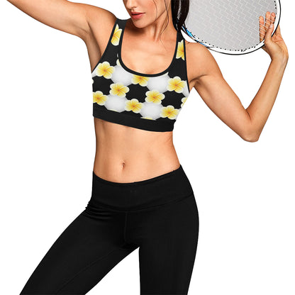Plumeria Pattern Print Design A04 Sports Bra