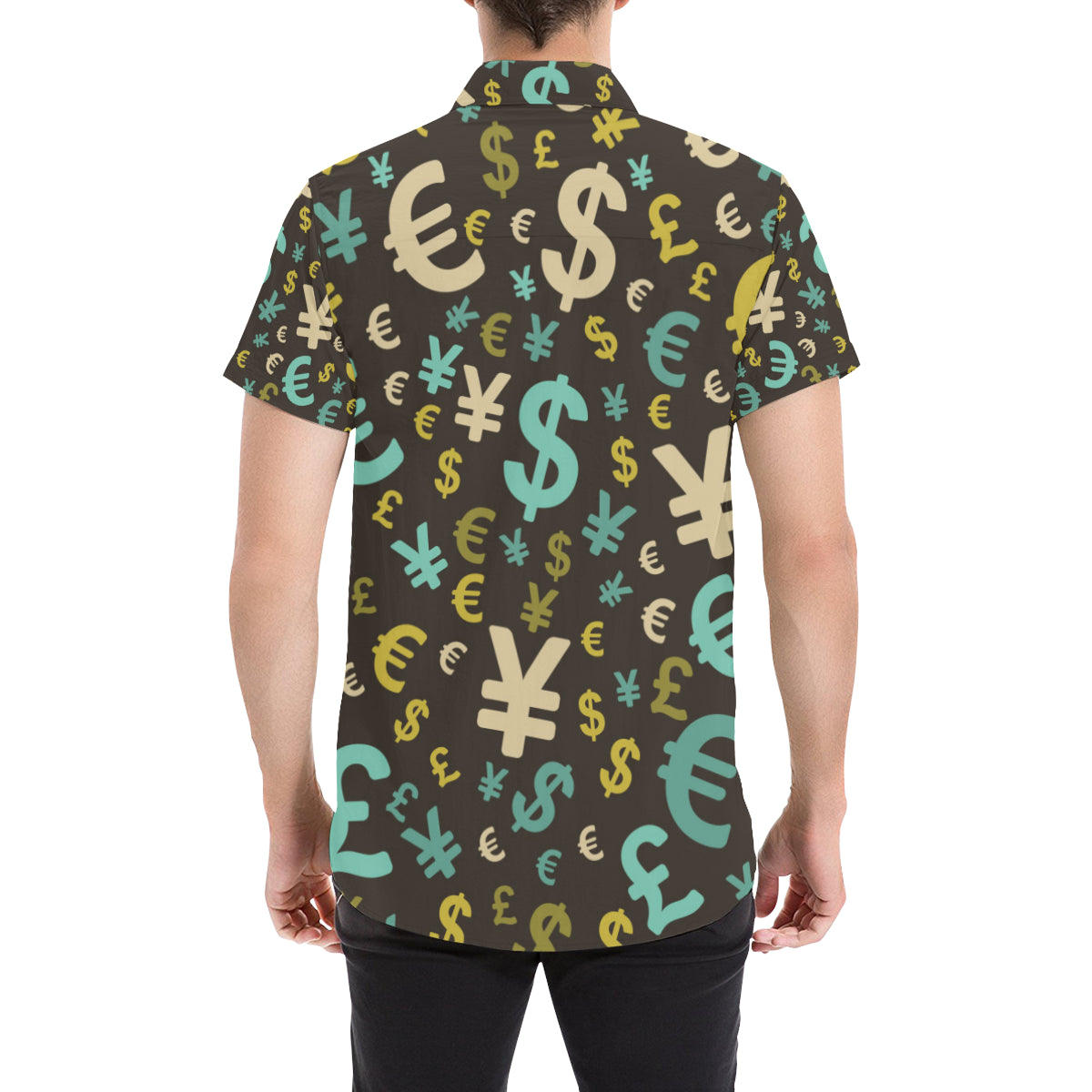 Money Pattern Print Design 01 Men's Short Sleeve Button Up Shirt
