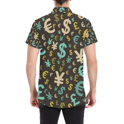 Money Pattern Print Design 01 Men's Short Sleeve Button Up Shirt
