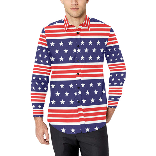 Patriotic Pattern Print Design A04 Men's Long Sleeve Shirt