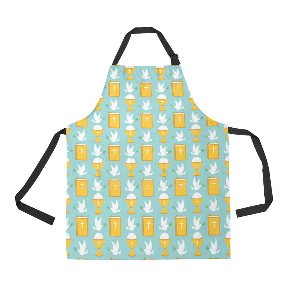 Christian Pattern Print Design 02 Apron with Pocket