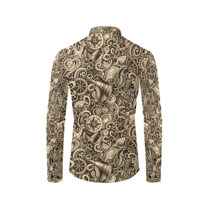 Nautical Tattoo Design Themed Print Men's Long Sleeve Shirt