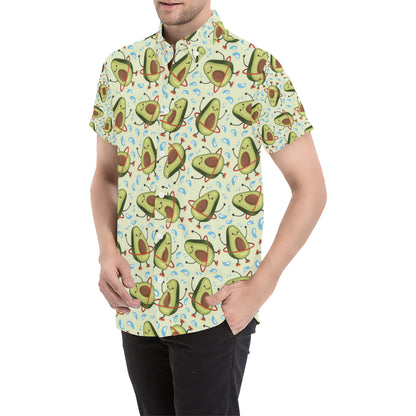 Avocado Pattern Print Design AC02 Men's Short Sleeve Button Up Shirt