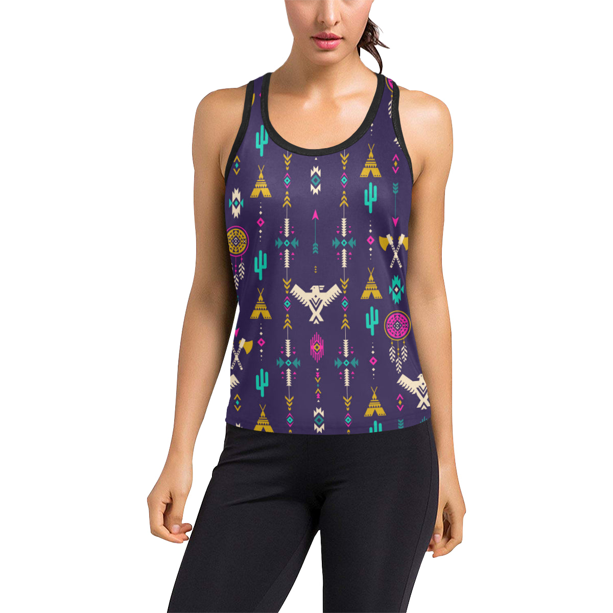 Native American Eagle Indian Pattern Women's Racerback Tank Top