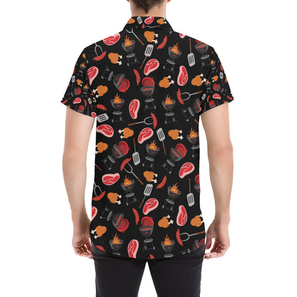 Barbecue Pattern Print Design 04 Men's Short Sleeve Button Up Shirt