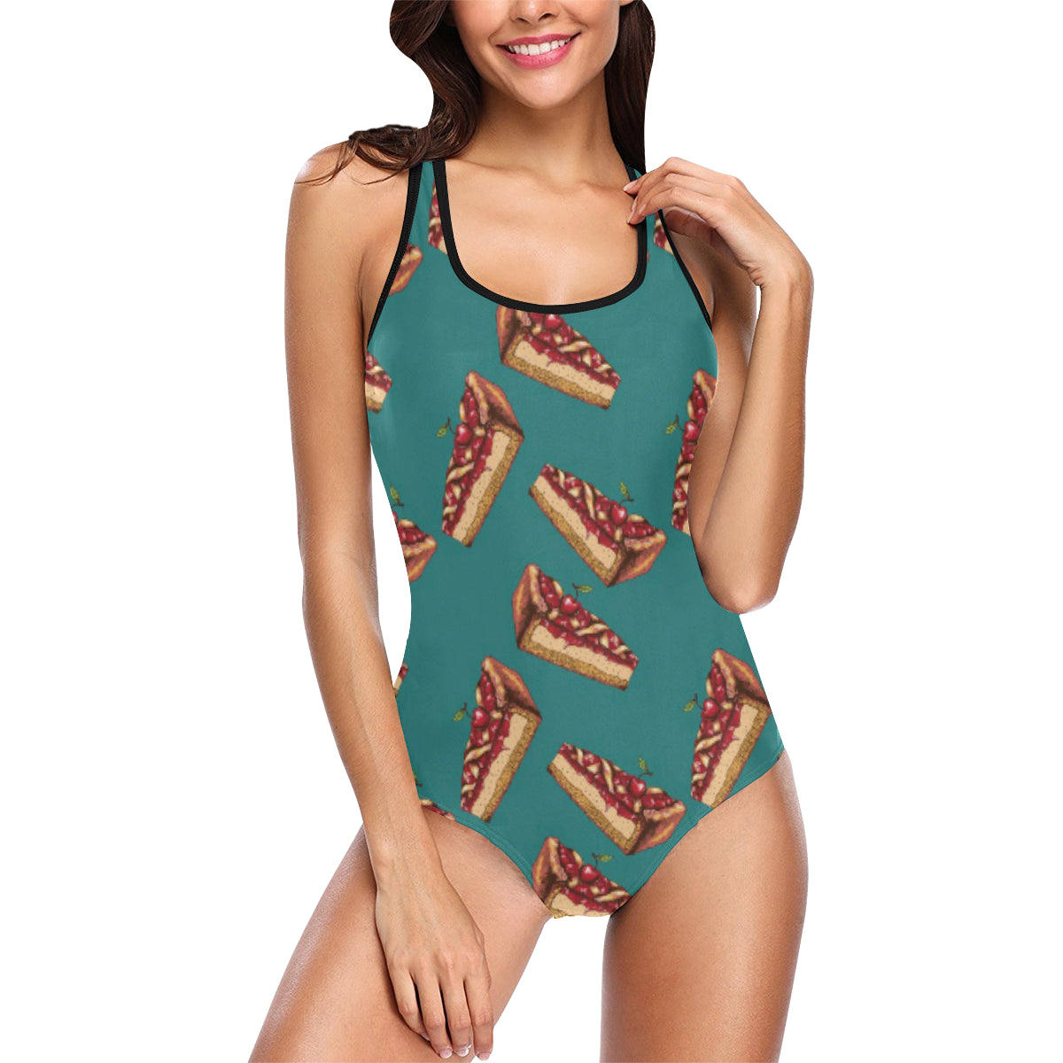 Cheesecake Cherry Pattern Print Design CK03 Women Swimsuit