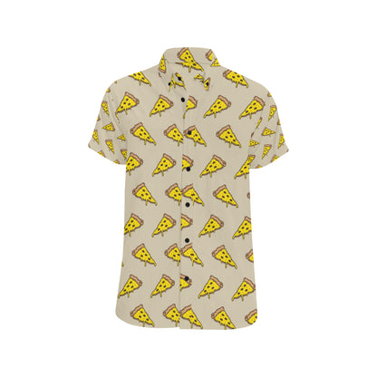 Pizza Pattern Print Design A04 Men's Short Sleeve Button Up Shirt
