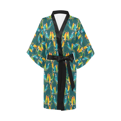 Lovebird Pattern Print Design 02 Women's Short Kimono