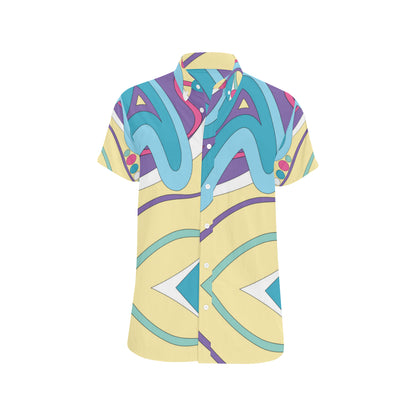 Funky Retro Pattern Print Design A01 Men's Short Sleeve Button Up Shirt