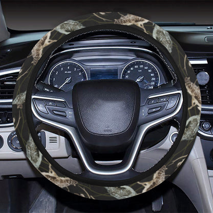 Owl Branch Themed Design Print Steering Wheel Cover with Elastic Edge