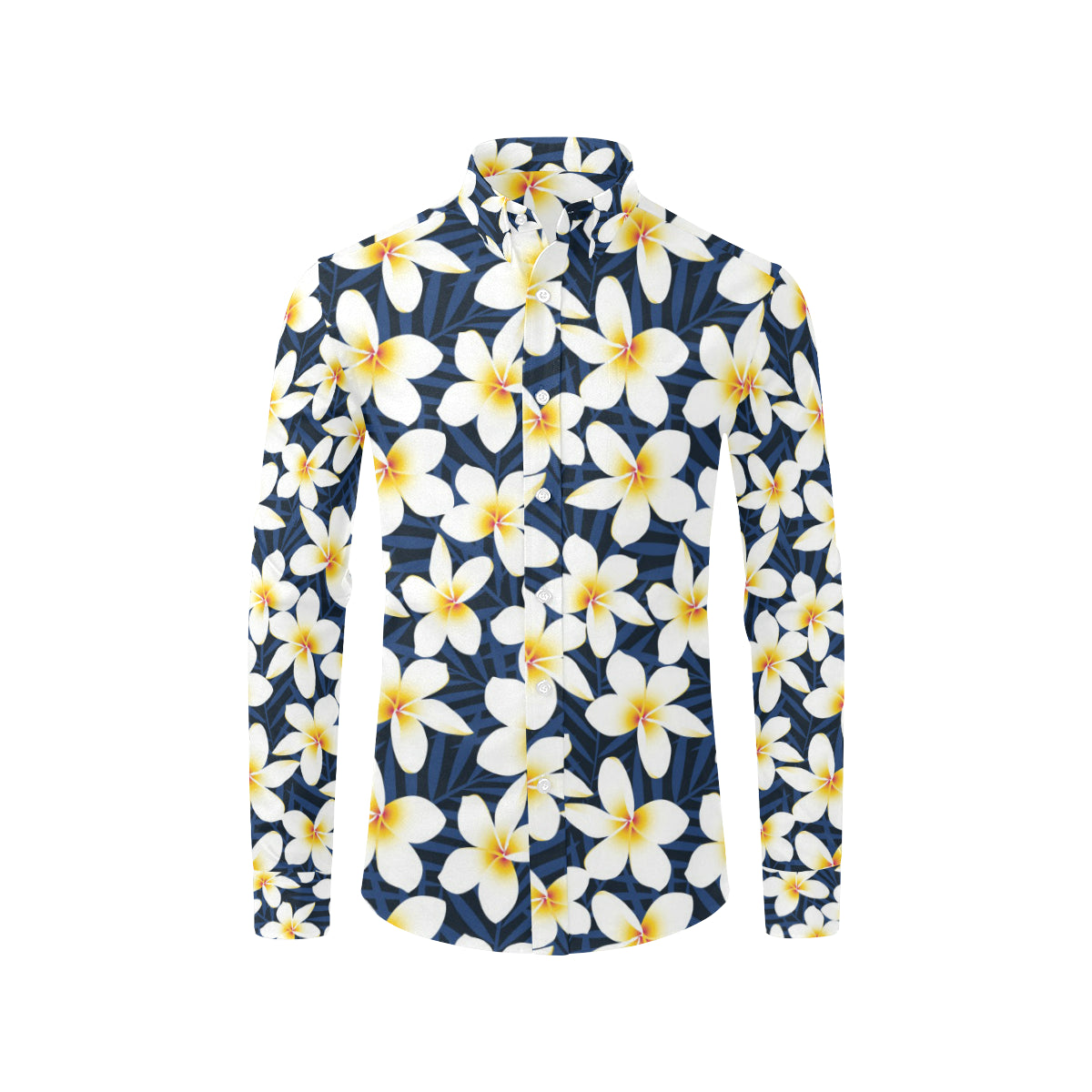 Plumeria Pattern Print Design PM026 Men's Long Sleeve Shirt