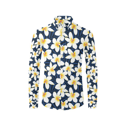 Plumeria Pattern Print Design PM026 Men's Long Sleeve Shirt