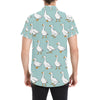 Goose Pattern Print Design 02 Men's Short Sleeve Button Up Shirt