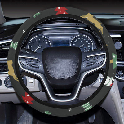 Christmas Tree Deer Style Pattern Print Design 03 Steering Wheel Cover with Elastic Edge