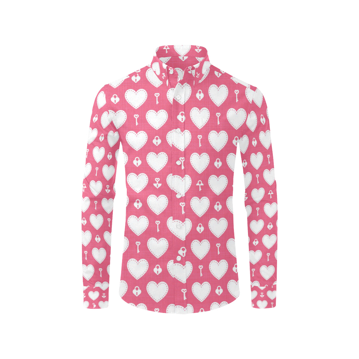 Heart Key Pattern Print Design HE09 Men's Long Sleeve Shirt