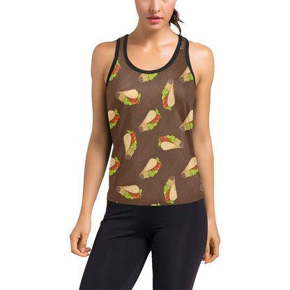 Taco Pattern Print Design TC08 Women's Racerback Tank Top
