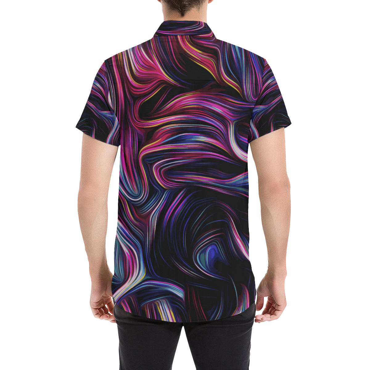 Liquid Pattern Print Design 01 Men's Short Sleeve Button Up Shirt