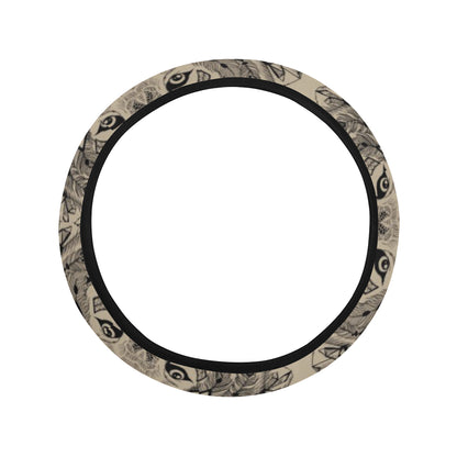 Indian Boho Wolf Steering Wheel Cover with Elastic Edge