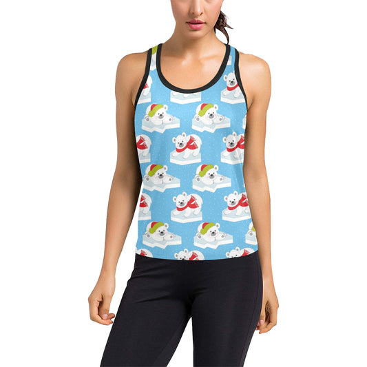 Polar Bear Pattern Print Design PB06 Women's Racerback Tank Top
