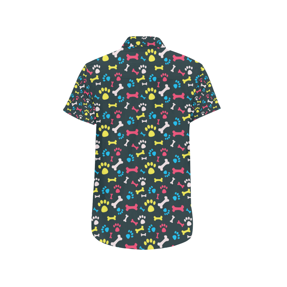 Paw Design Print Men's Short Sleeve Button Up Shirt