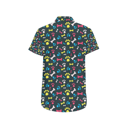 Paw Design Print Men's Short Sleeve Button Up Shirt