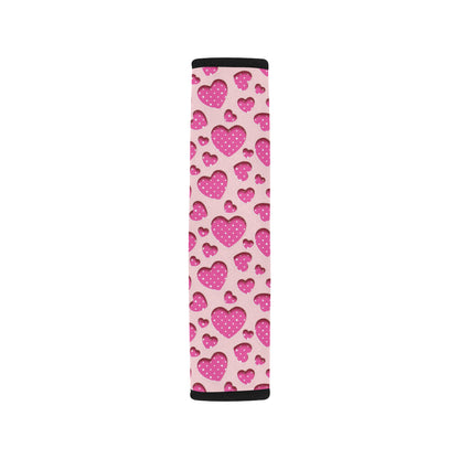 Heart Pink Pattern Print Design HE06 Car Seat Belt Cover