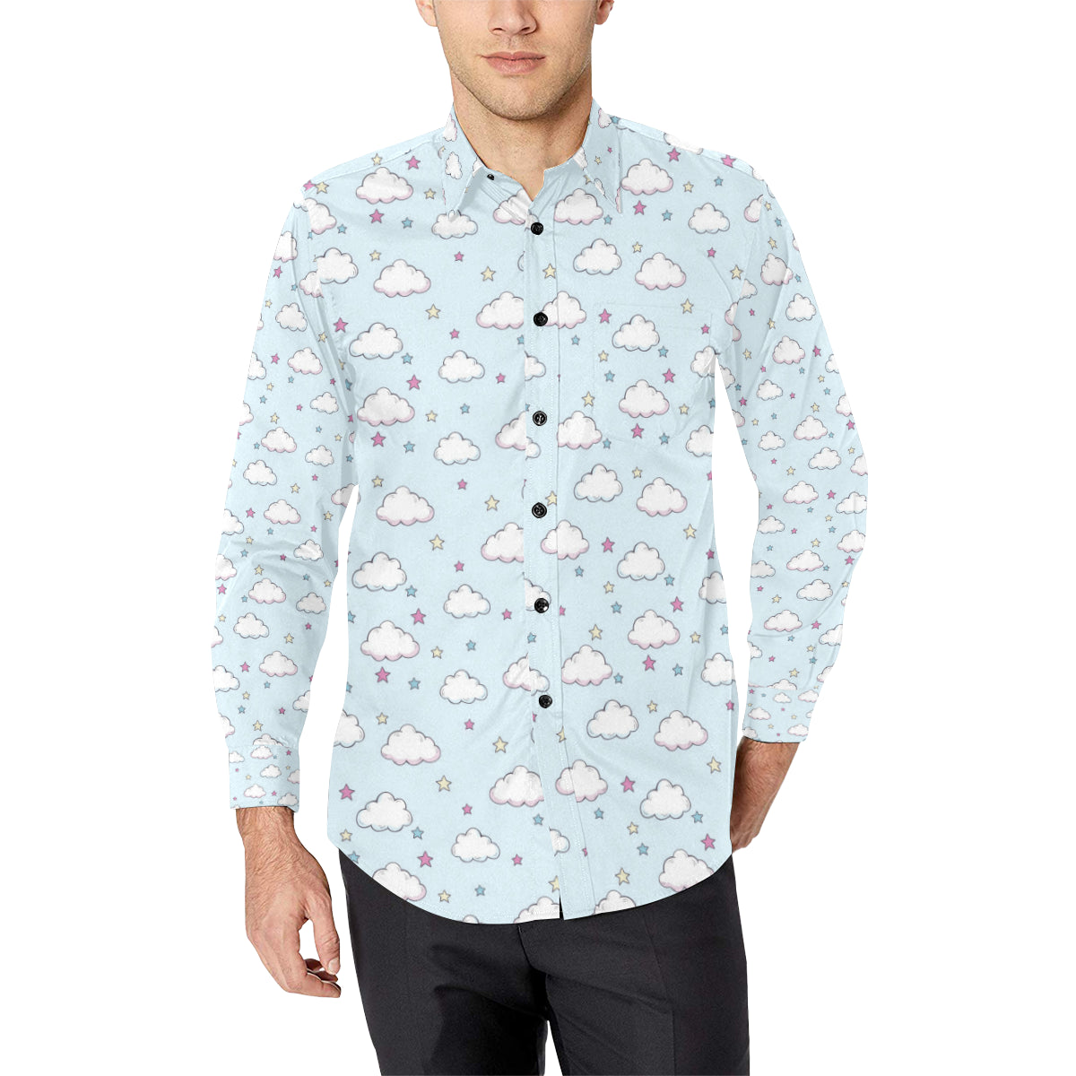 Cloud  Pattern Print Design 01 Men's Long Sleeve Shirt