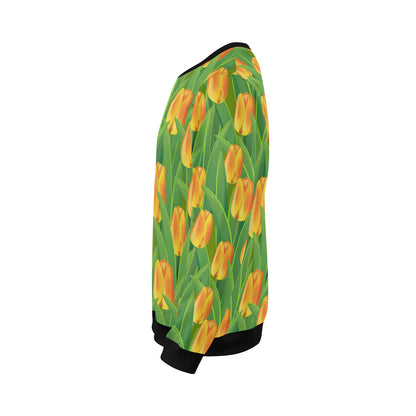 Tulip Orange Pattern Print Design TP07 Men Long Sleeve Sweatshirt