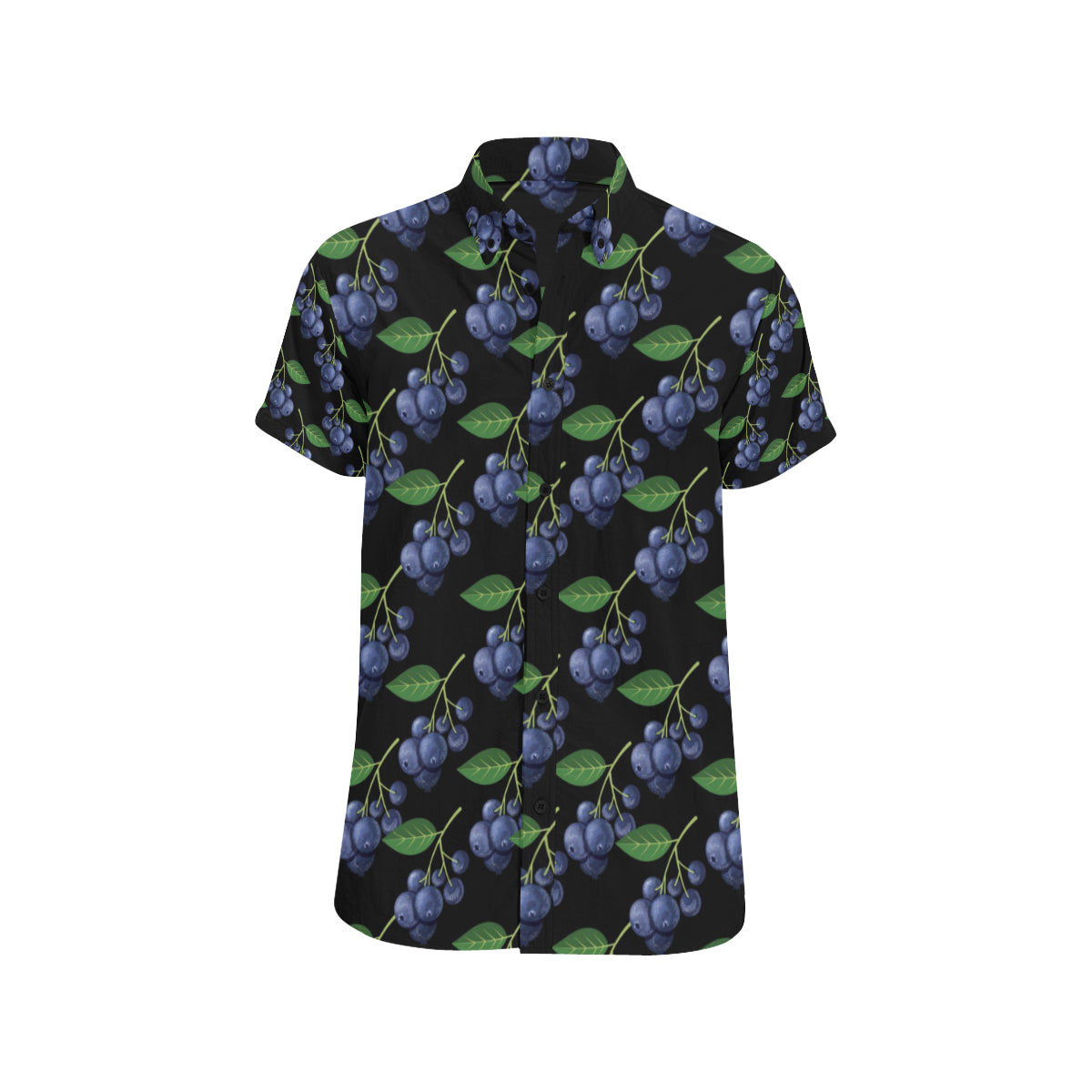 Blueberry Pattern Print Design BB01 Men's Short Sleeve Button Up Shirt