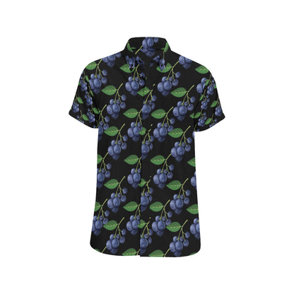 Blueberry Pattern Print Design BB01 Men's Short Sleeve Button Up Shirt