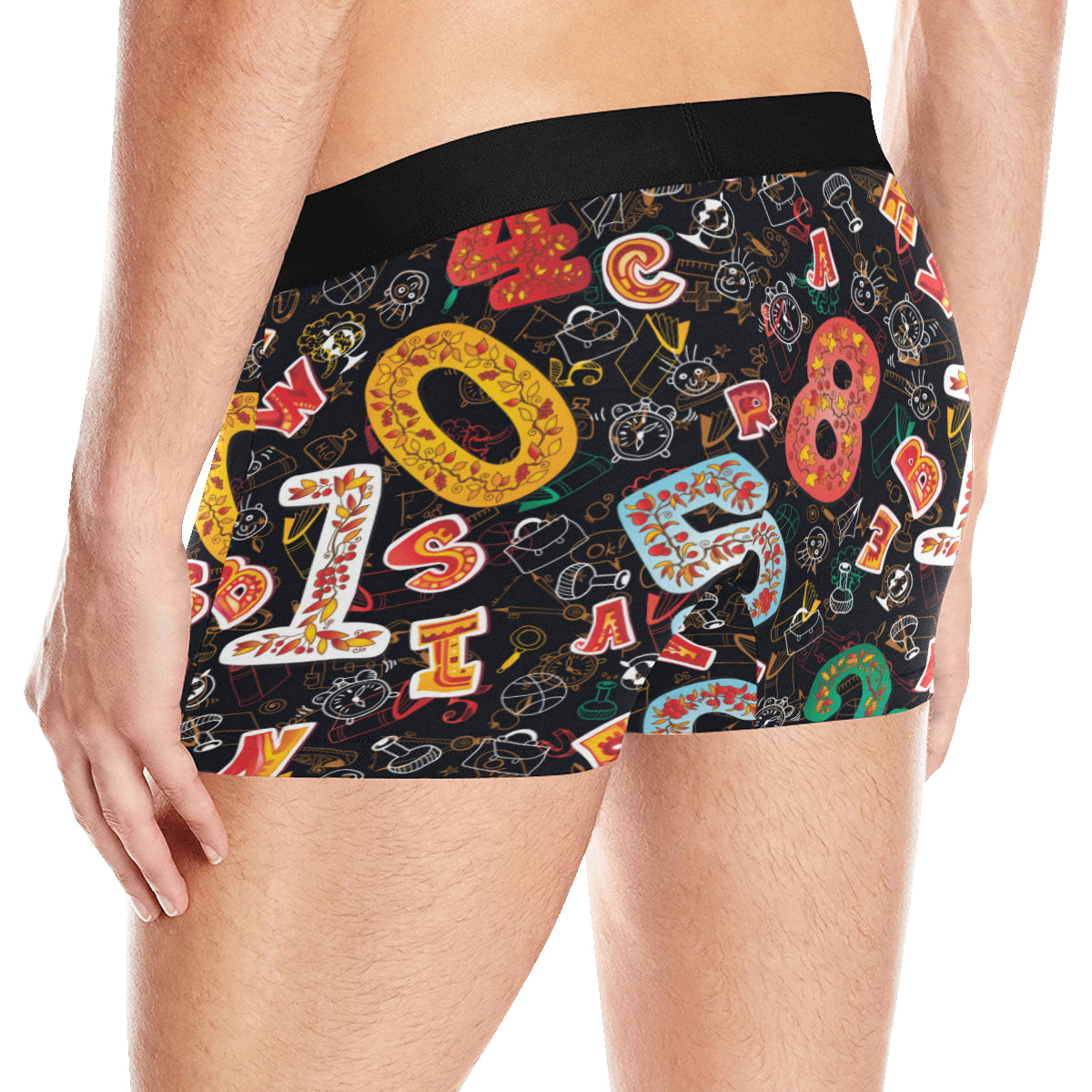 Number Pattern Print Design A03 Men's Boxer Briefs