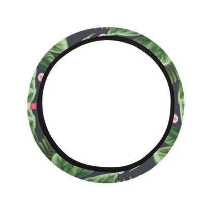 Summer Floral Pattern Print Design SF010 Steering Wheel Cover with Elastic Edge