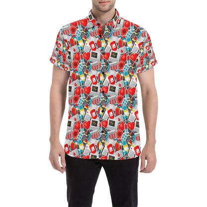 Phlebotomist Medical Themed Men's Short Sleeve Button Up Shirt