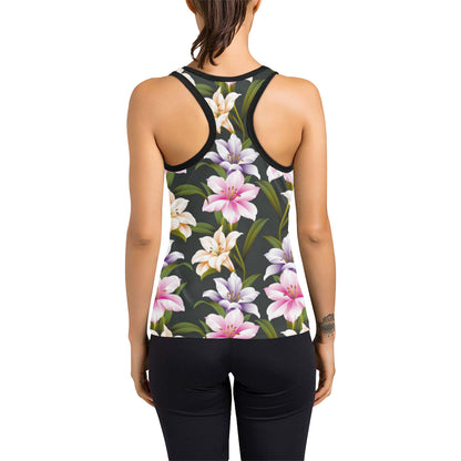 Lily Pattern Print Design LY01 Women's Racerback Tank Top
