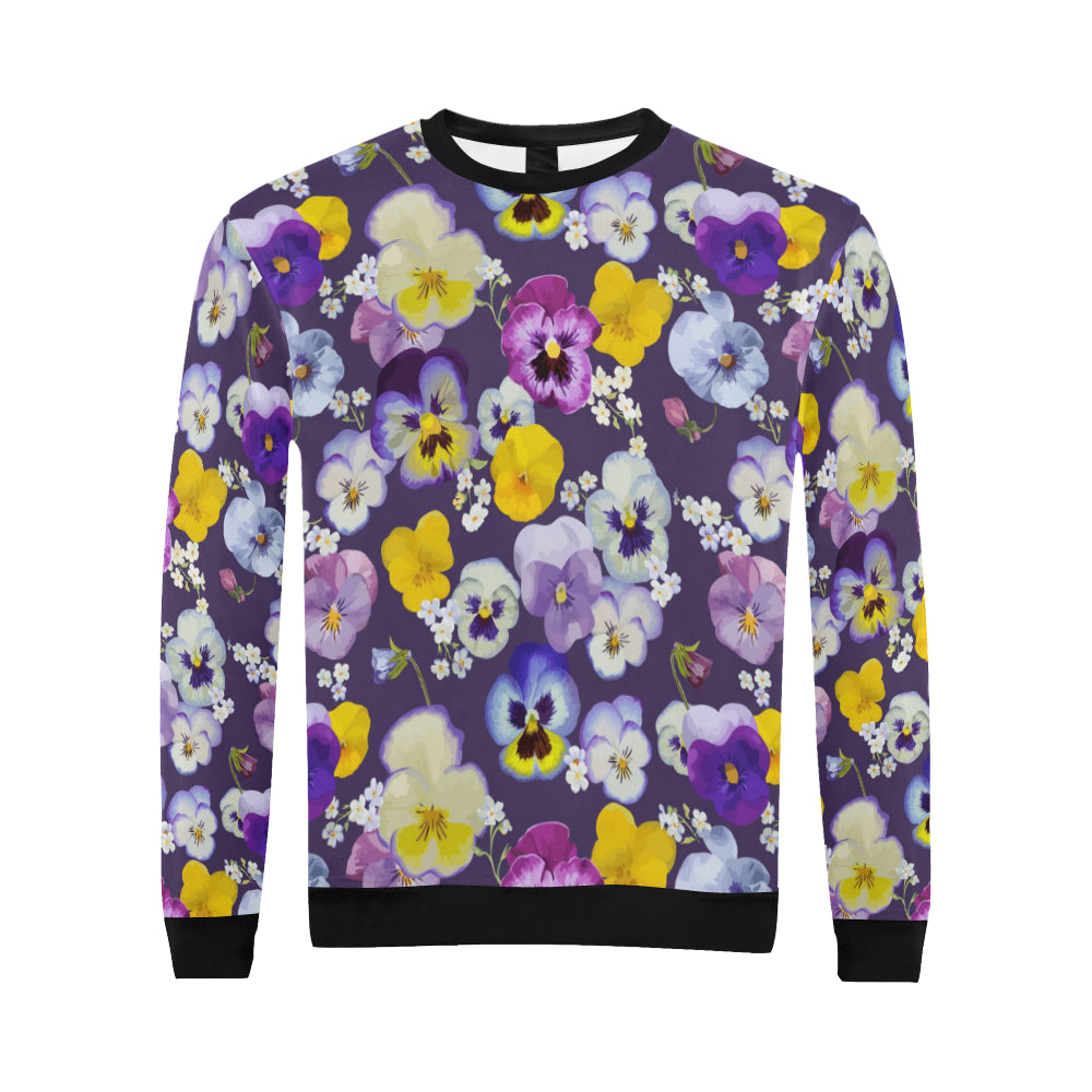 Pansy Pattern Print Design PS02 Men Long Sleeve Sweatshirt