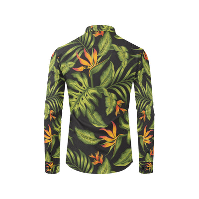 Bird Of Paradise Pattern Print Design BOP013 Men's Long Sleeve Shirt