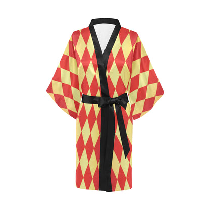 Harlequin Pattern Print Design 03 Women's Short Kimono