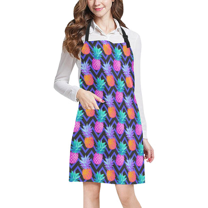 Pineapple Color Art Pattern Apron with Pocket