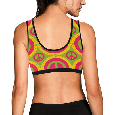 Peace Sign Pattern Print Design A01 Sports Bra