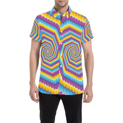 Optical illusion Pattern Print Design A04 Men's Short Sleeve Button Up Shirt