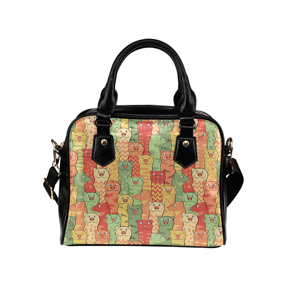 Ferret Pattern Print Design 01 Shoulder Handbag