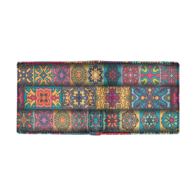 Mandala Style Design Print Men's ID Card Wallet