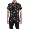 Deer Skeleton Print Pattern Men's Short Sleeve Button Up Shirt