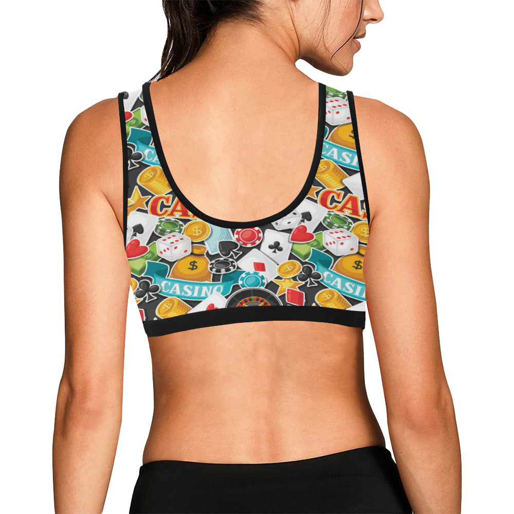 Casino Pattern Print Design 03 Sports Bra