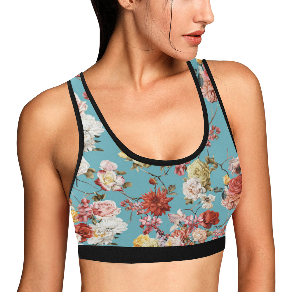 Summer Floral Pattern Print Design SF05 Sports Bra