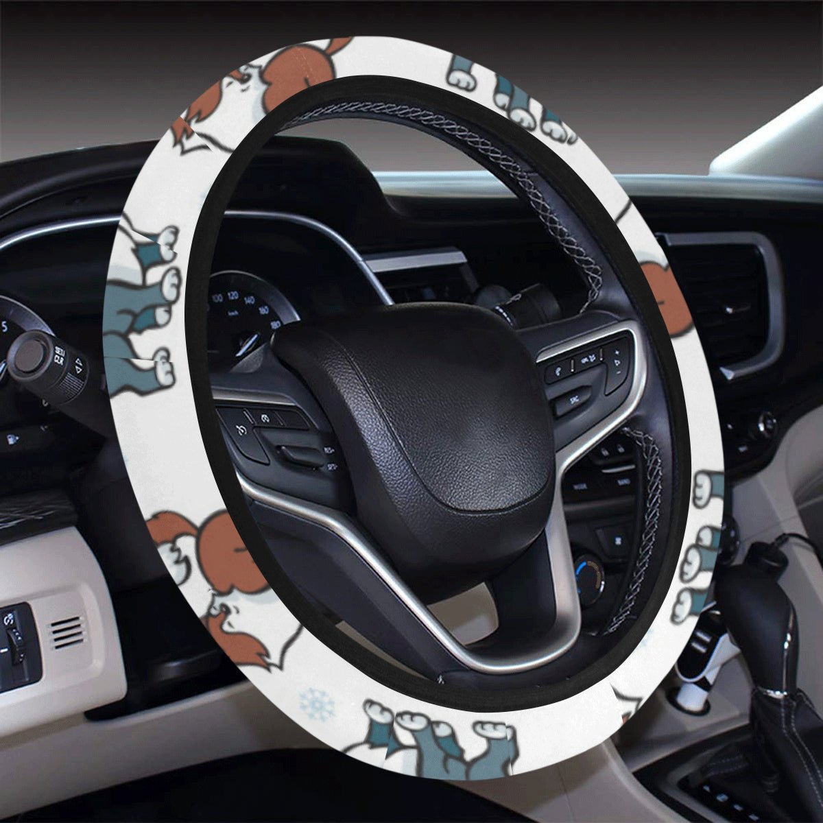 Alaskan Malamute Pattern Print Design 02 Steering Wheel Cover with Elastic Edge