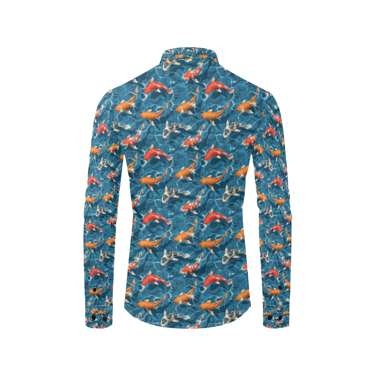 Koi Carp Water Design Themed Print Men's Long Sleeve Shirt